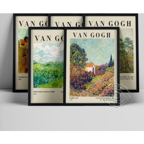Vincent Van Gogh Exhibition Museum Poster, Olive Orchard Canvas Painting, Landscape Prints Art, Irises Retro Wall Decor Picture