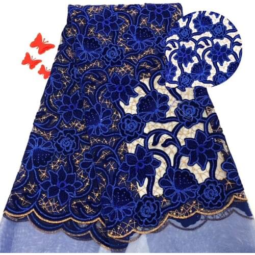 Royal blue net lace with sequence, Nigerian lace fabric high quality, African embroidery tulle lace fabric J0418