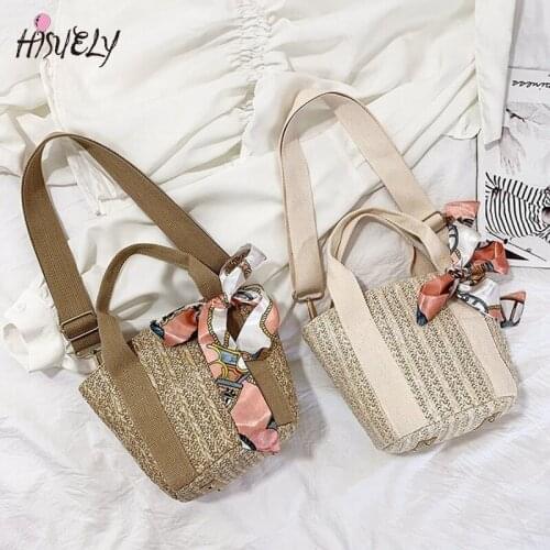 2021 Summer Hot Sale Scarf Shell Straw Bag Leisure Women Handbags Knitting Shopping Tote Vacation Beach Bag