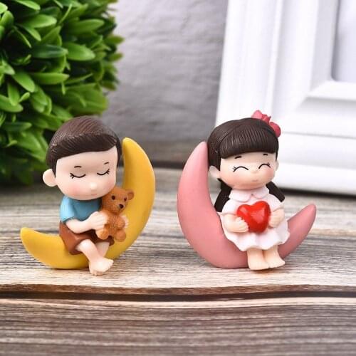 1set Sweety Lovers Couple Chair Fairy Mini Garden Gnome Moss ValentineS Day Gift Resin Crafts Home Decoration House Accessories