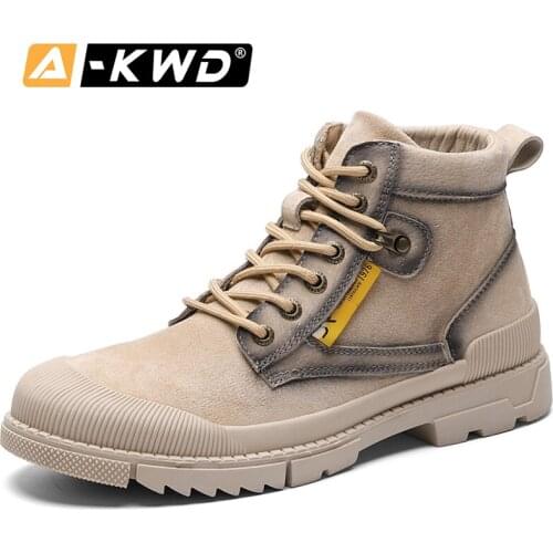 Fashion Suede Shoes Men Work Shoes Mens Trainers Men Leather Sneakers Chassure Homme High Top Sneakers Mens Shoe Simple Footwear