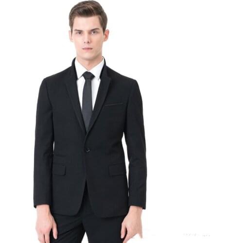 Newest Slim Fit Groom Tuxedos Groomsmen One Button Black Side Vent Wedding Best Man Suit Mens Suits(Jacket+Pants) terno