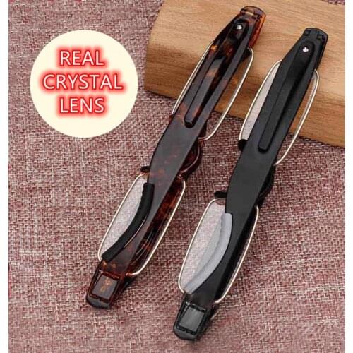Natural crystal lens protect eyes 360 rotation folding unique portabe women men presbyopic reading glasses +1.0 to+4.0