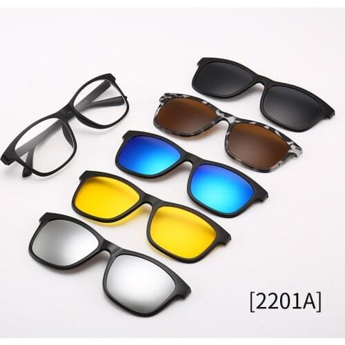 Polarized Sunglasses Men Women 5 In 1 Magnetic Clip On Glasses TR90 Optical Prescription Eyewear Frames Eyeglass M261