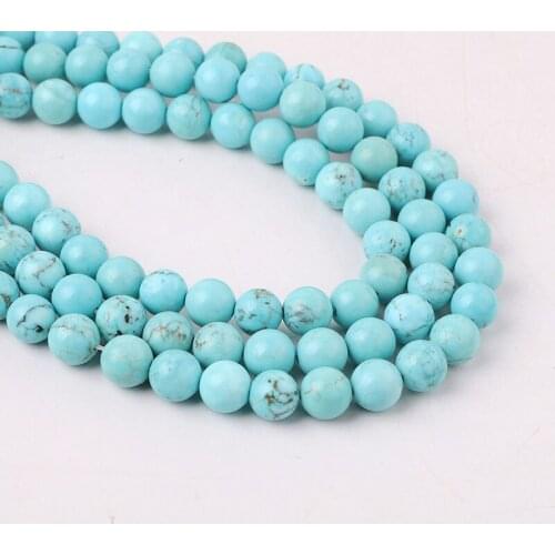 Wholesale High Quality Natural Stone Blue Turquoise Loose Round Beads For Jewelry Making