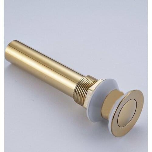 Polished Gold Finish Brass Bathroom Sink Pop Up Drain Assembly Vessel Faucet Without Overflow KD1070