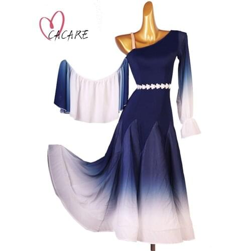 Fashion Ballroom Dance Competition Dresses Waltz Dress Standard Dance Dresses Customize D1109 Backless Ruffled Hem CACARE