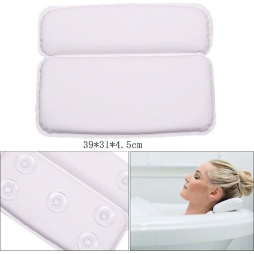 1pc Spa Bath Pillow Suction Cup Anti-Slip Bath Tub Spa Pillow PU Waterproof Sponge Bathtub Pillow Cushion Bathroom Shower Pillow