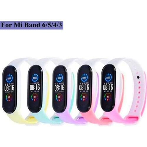 Strap For Xiaomi Mi Band 6 5 4 3 Band6 Mi6 Mi5 Gradient Silicone Replaceable Bracelet Soft TPU Wristband For Miband 4 5 6 Straps