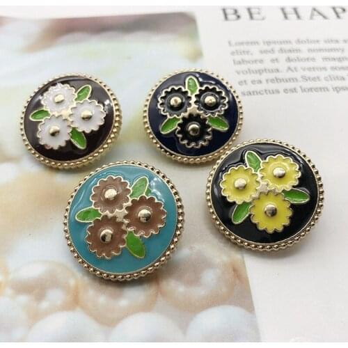 20pcs/lot Luxury Metal Flower Leaf Button Men Women Gold Sweater Jacket Suit Sewing Supplies Arts Crafts