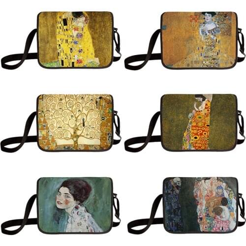 Oil Painting Tears / Kiss By Gustav Klimt Crossbody Bag Adjustable Length Shoulder Bags Teen School Bag Woman Storage Bags