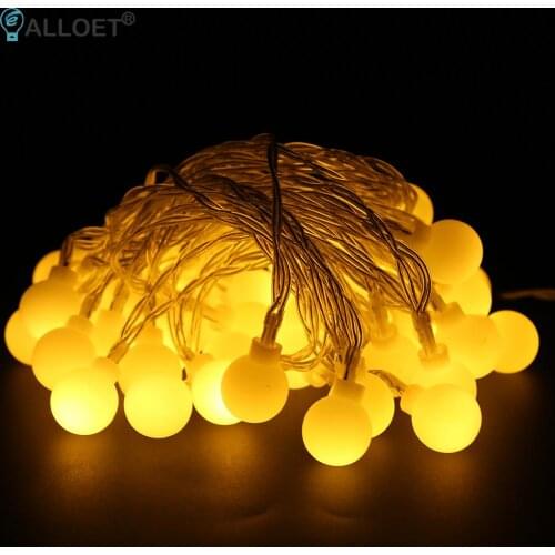 6m 50LED White Ball Light String Remote Control Battery Christmas Indoor Decor Romantic Holiday Lights Outdoor Lighting