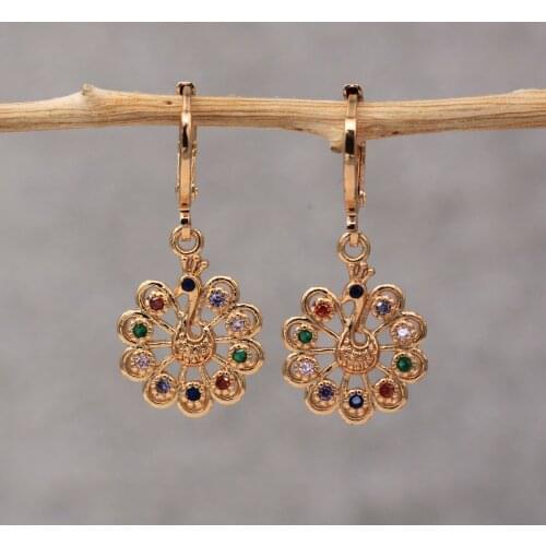 Dangle Drop Earrings Red Green Cubic Zirconia Copper Round Earring For Women Fashion Jewelry Accessories Wedding Anniversary