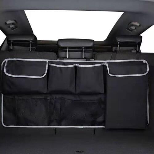 1pc Black Oxford Cloth Car Rear Seat Storage Bag Car Trunk Hanging Storage Organizer Auto Backseat Pockets Stowing Tidying Decor