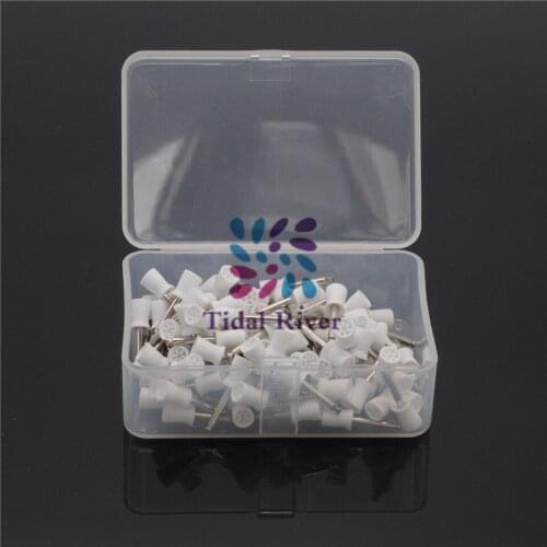 100/Pcs Dentist Polishing Brush Cups Dentist Rubber Material White Latch Type Prophy Dental Tools
