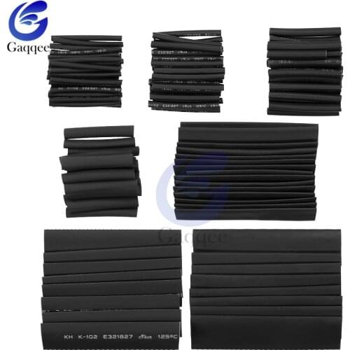 127 pcs Assorted Heat Shrink Tubing Tube Set 2:1 Polyolefin Black Sleeving Wrap Wire Cable Kit Insulation Shrinkable Tubes