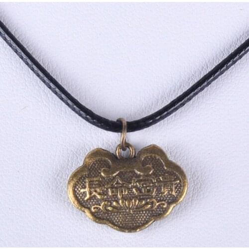 14*20MM Vintage bronze antique ancient amulet pendant necklace women wax cord rope necklace jewelry fashion alloy jewellery