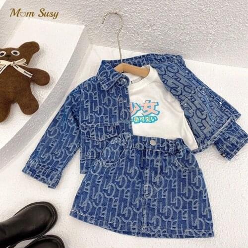 Baby Girl Jean Clothes Set Cotton Infant Toddler Kid Denim Jacket+Skirt 2PCS Spring Autumn Summer Clothing sets Outfit 1-10Y