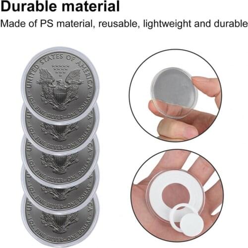 20 Sets 46mm Coin Holder Capsule Protector Collection Clear Coin Storage Box for Awards Ceremony Coin Storage Box