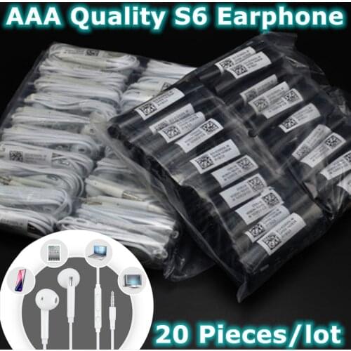 20pcs/lot Wired Earbuds For Phones With Microphone Volume Control Earphone for Samsung S6 iPhone Xiaomi Smart Phone Headphones