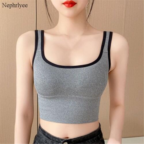 2021 Summer Women Crop Tops Seamless Underwear Female Tank Camis Sexy Tank Tops Padded Camisole Korean Style Femme Sports CA188