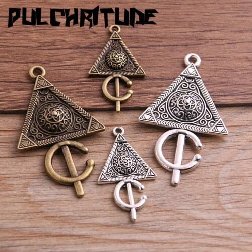 6PCS 2 Size Metal Alloy Two Color Geometry Triangle Charms Pendants for Jewelry Making DIY Handmade Craft