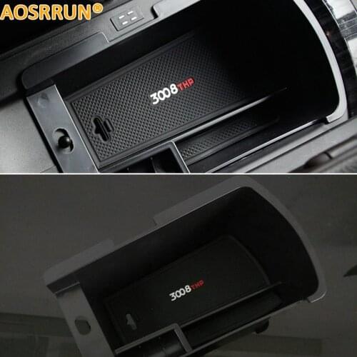 AOSRRUN Free shipping Central Armrest Storage Box car accessories For Peugeot 3008 2012 2013 2014 2015 2016