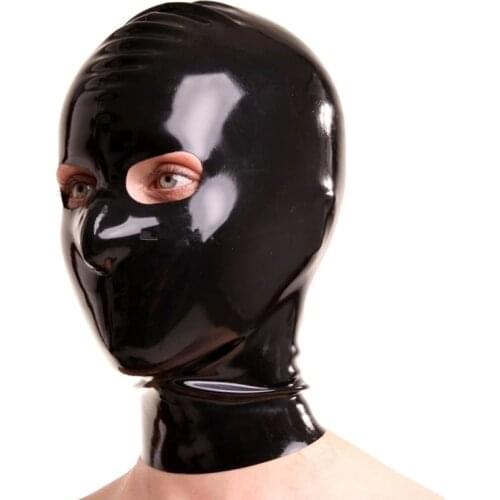 Free Shipping !!! Hot Latex Hood Mask Costumes Red Latex Mask Fetish with Eyes Open Nose Holes For Adults Rubber Hoods