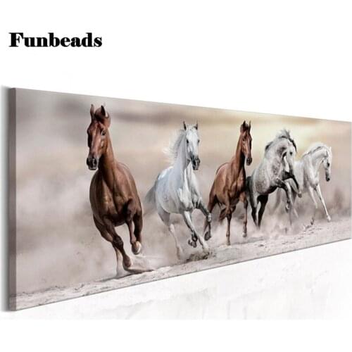 Large diy diamond painting full square round drill diamond embroidery animal horses 5d cross stitch needlework picture FF665