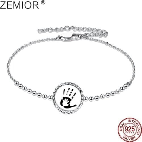 ZEMIOR S925 Sterling Silver Bracelet Handprint Shaped Bracelet For Women Christmas Day Valentine Day Jewelry Gift Hot Selling