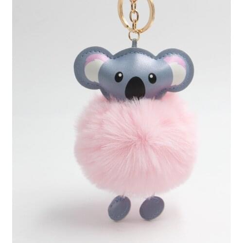Pompom Koala Keychain Toy Stuffed Koala Doll Toys Imitation Rabbit Fur Fluffy Backpack Bag Pendant Koala Toy Gifts Girl Boy