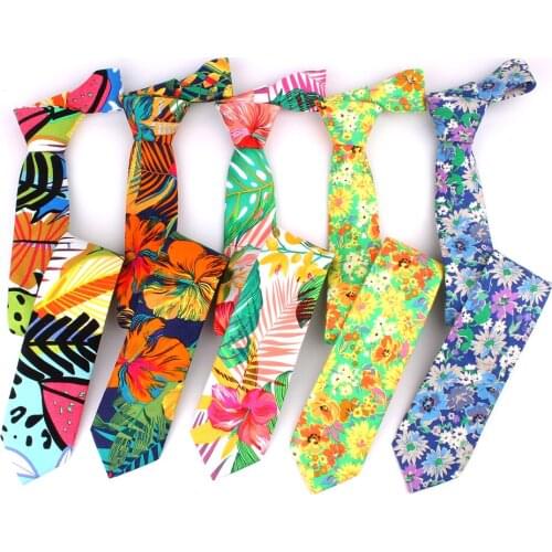 Floral Print Ties Groom Necktie For Wedding Party Boys Girls Neck Tie Cotton Necktie For Men Women Neck Wear Men Ties Gravatas