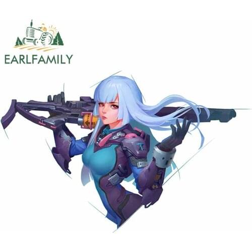 EARLFAMILY 13cm x 8.4cm for Blue Combat Gun Girl Car Sticker Anime Waterproof Trunk Personality Motorcycle Scratch-Proof Decals
