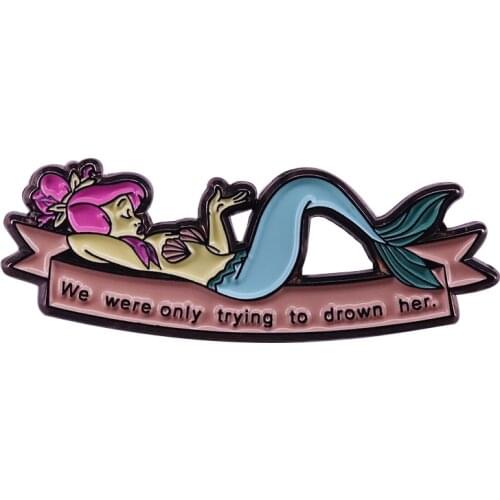 Peter Pan fantasy enamel pin drown mermaid brooch fairytale art collection