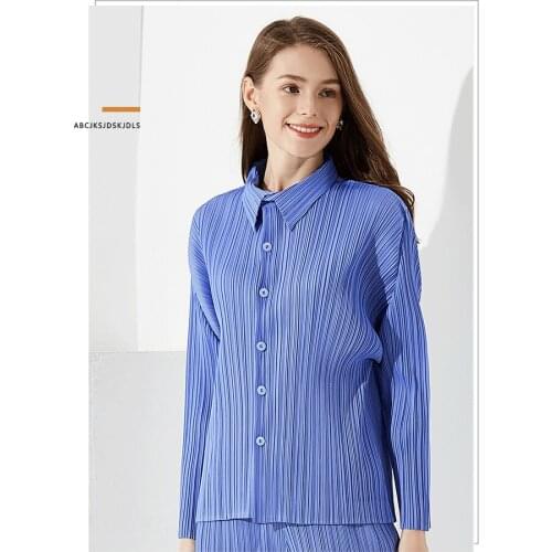 HOT SELLING Miyake fashion flod turn-down collar long sleeve single breasted slim coat IN STOCK