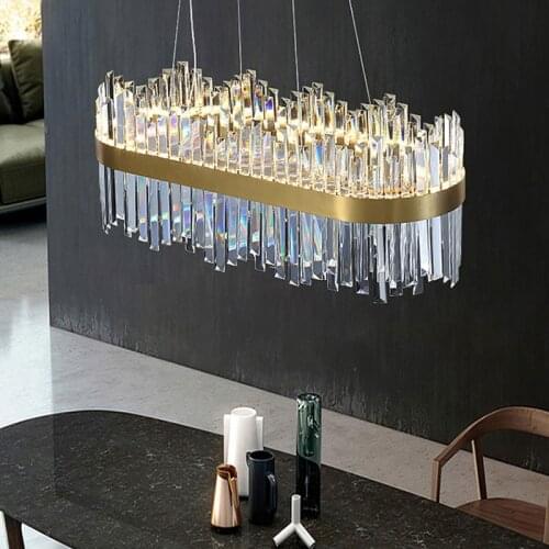 Crystal living room chandelier modern minimalist dining room lighting villa dining room circular ring creative lighting
