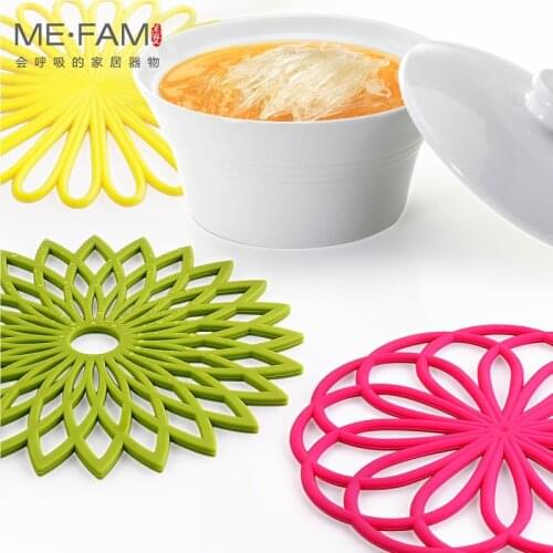 ME.FAM Creative Geometric Flower Woven Silicone Pad Table Decoration Insulated Non Slip Heat Resistance Durable Bowl Plate Mat