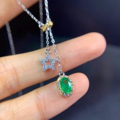 Exquisite elegant emerald necklace women fine jewelry100% natural gem real 925 silver gold plated festival gift