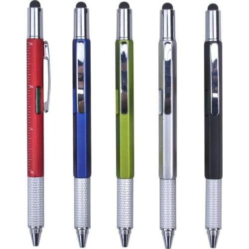 New Arrival Promotion Gifts Pocket 6 in 1 Multi Function Pen with Touch Screen Ruler Level Multi Head Mini Screwdriver