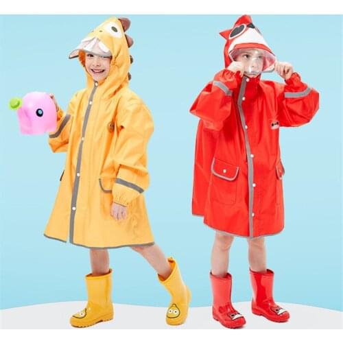 Kids Raincoat Overalls Waterproof Cartoon Dinosaur Design Children Outerwear For Boys Girls 90-145CM Jumpsuit Rainwear TX100