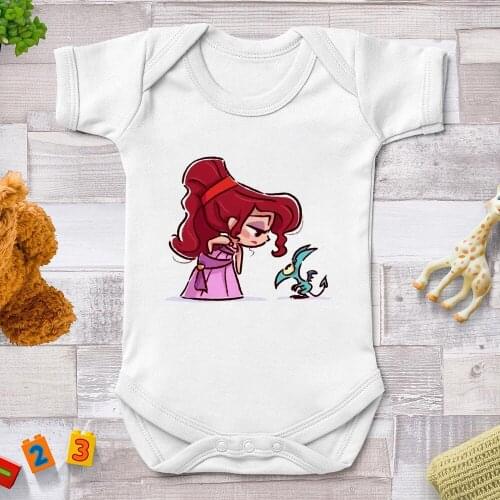 Baby Jumpsuits For Baby Girls Newborn Summer White O-neck Baby Boy Clothes Disney Princess Princess Cute Cartoon Infant Bebe Top