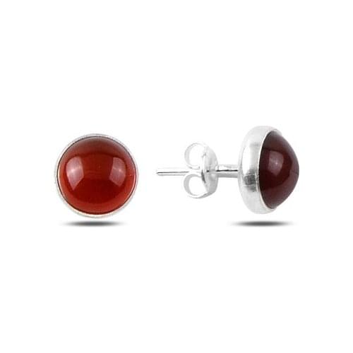 KUTAYDAN Red Agate Gemstone Engagement Earrings 925 Sterling Silver