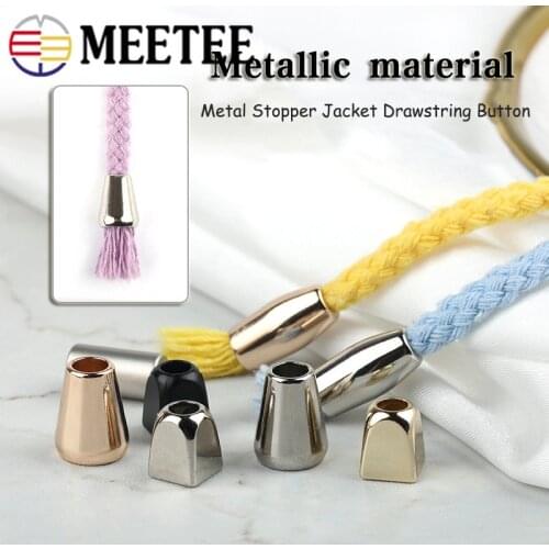 Meetee 50pcs Metal Stopper Jacket Drawstring Button Hat Cord Lock Bell Elastic Rope End Buckle DIY Garment Decor Stoppers