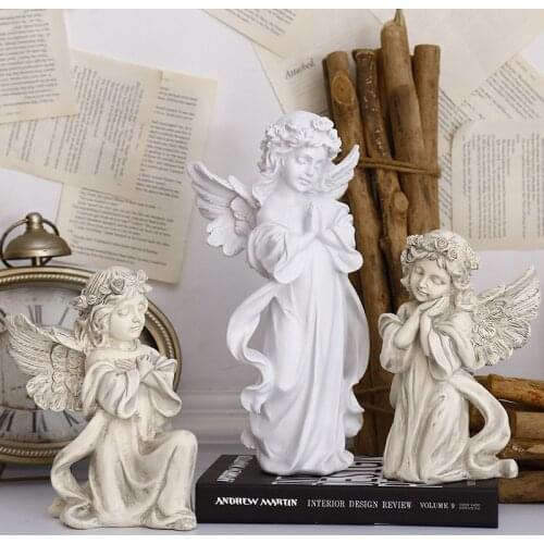 Resin Beautiful Girl Angel Miniature Statue Ornament Cute Sculpture Modern Art Sketch Model Home Decoration Accessories Figurine