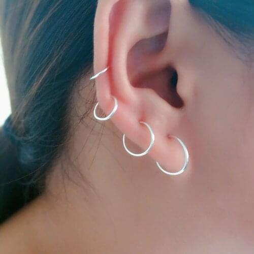 INZATT Minimalist Classic Geometric Round Hoop Earrings Real 925 Sterling Silver 6mm 8mm 10mm 12mm Fashion Jewelry GIft