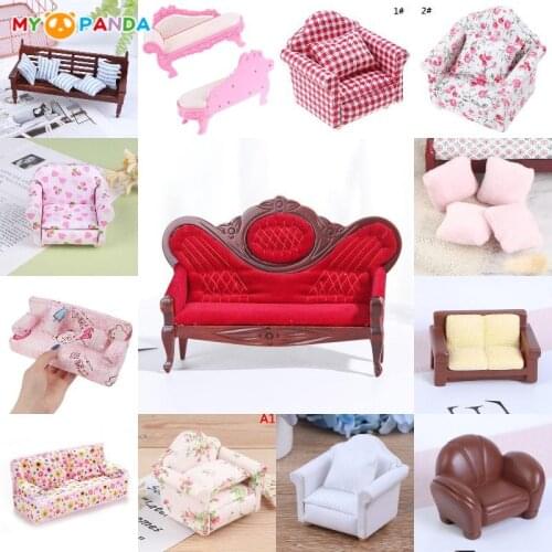 Many Types 1/12 Dollhouse Simulation Sofa Pillow Miniature Sofa Doll House Furniture Living Room Accessorie For Children Gifts