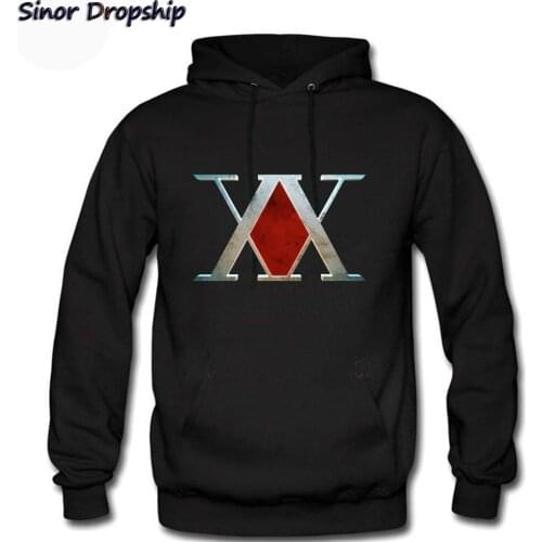 Fashion Hoodies Mens Hunter X Hunter 100% Cotton HXH Logo Casual Male Hoody Outdoor Tracksuit Pullover Men Sweatshirt