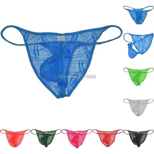 Mens See-through Mesh Bikini Pouch Briefs Cheeky Pants Fishtail Underwear