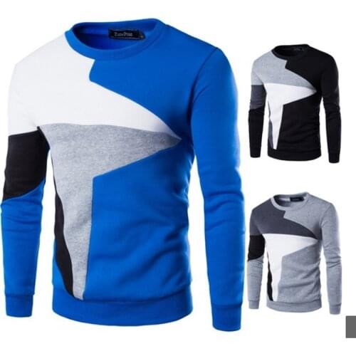2019 New Men FASHION Sweater Male Pullover Tracksuit Long Sleeve Patchwork Round Neck Sweaters coat