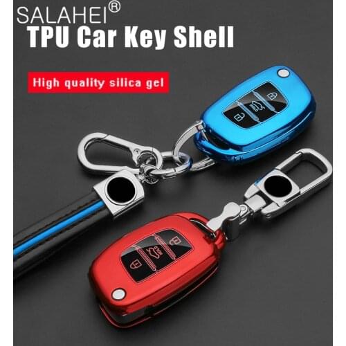 Soft TPU Car Smart Remote Key Cover Case Keychian Holder For Hyundai Ix35 Solaris Tucson 2016 Accent Santa Fe Auto Accessories